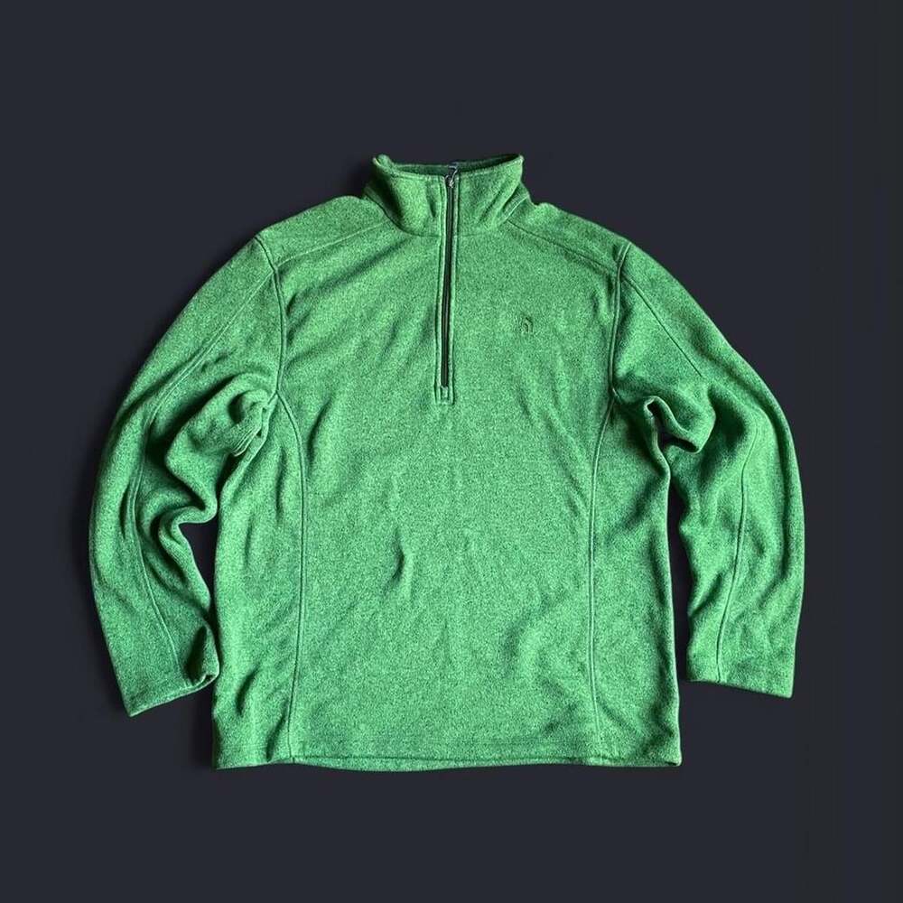 The North Face Fleece Pull Over Mens Large Quarter Zip Green Jacket